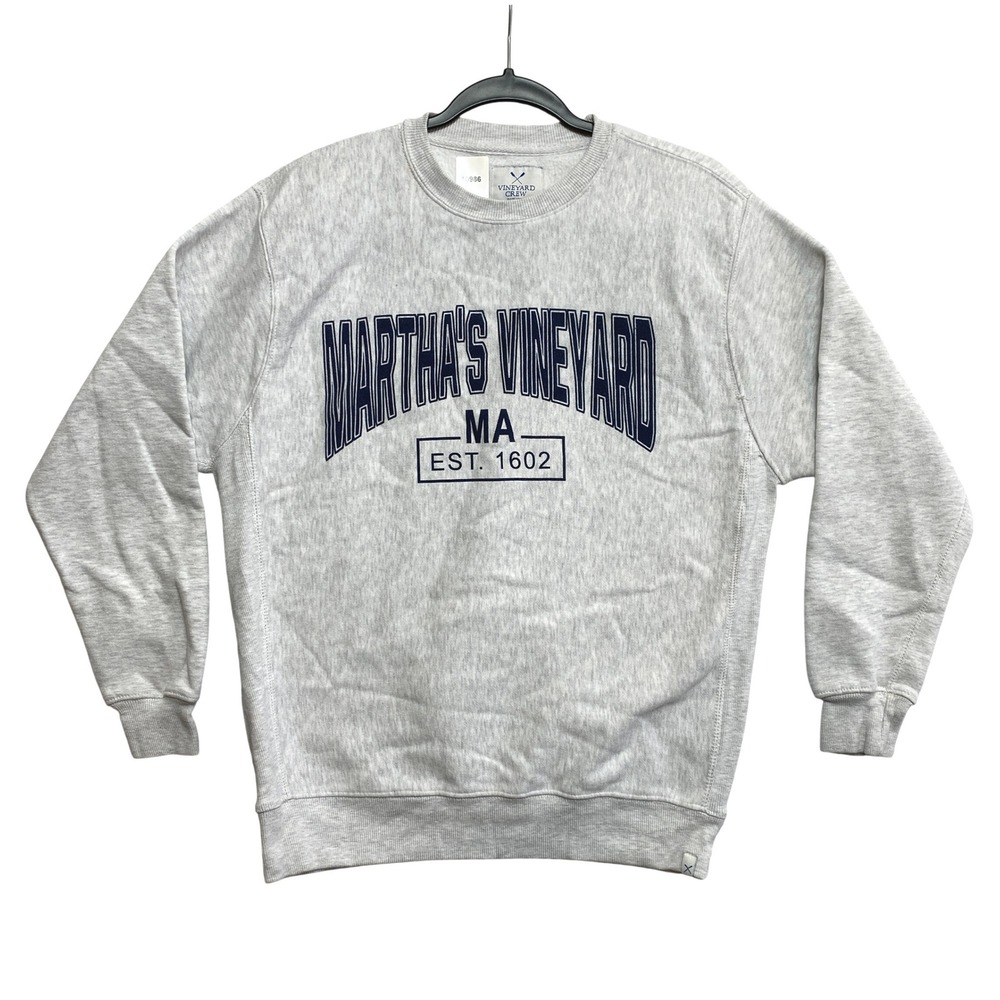Martha's Vineyard Sweatshirt Mens S Gray MA EST 1602 Crewneck Pullover